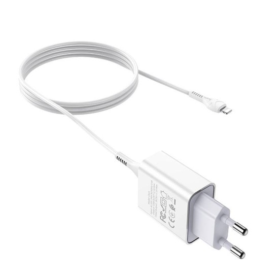 Incarcator retea (priza) Hoco C81A Asombroso cu un port USB set cu cablu Lightning alb