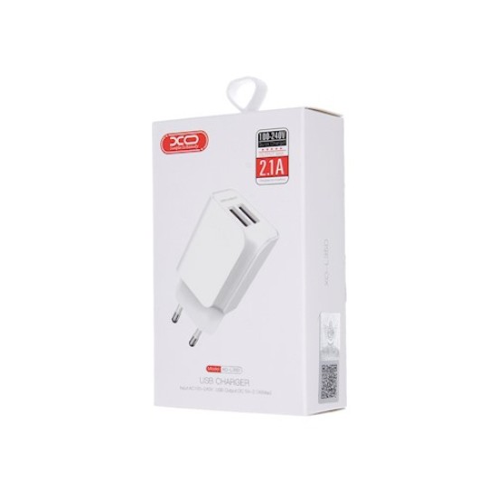 Încarcator Rețea (priza) XO L35 2x USB 2,1A alb + cablu USB Type-C