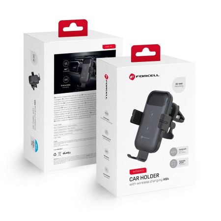 Suport auto FORCELL F-GRIP HS4 pentru aerisire cu încărcare wireless 15W negru