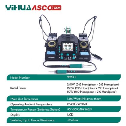 Statie de Lipit de Precizie YIHUA 982D-II cu Doua Brate de Lipit C210 si C245, 2 în 1