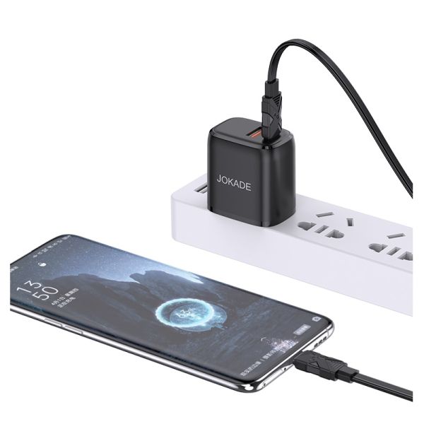 Cablu Date, Jokade - JA021, PD60W Fast Charge. 1M, Type-C la Type-C, Negru