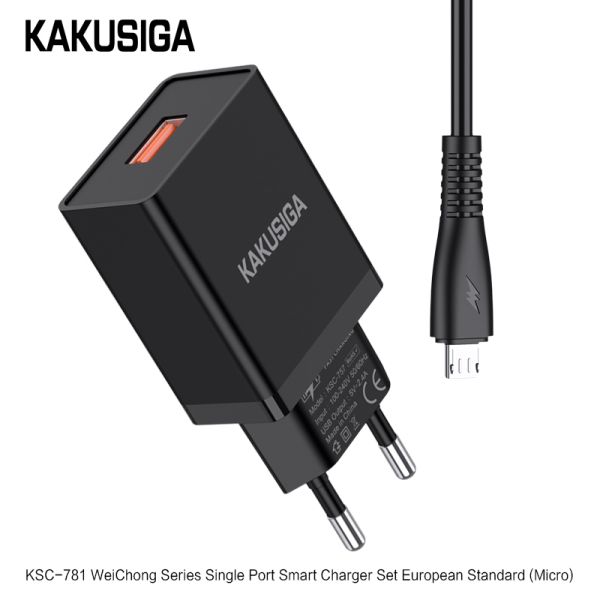 Incarcator KAKUSIGA KSC-781, Set cu Cablu Micro Usb,  2.4A, (Negru/Alb)