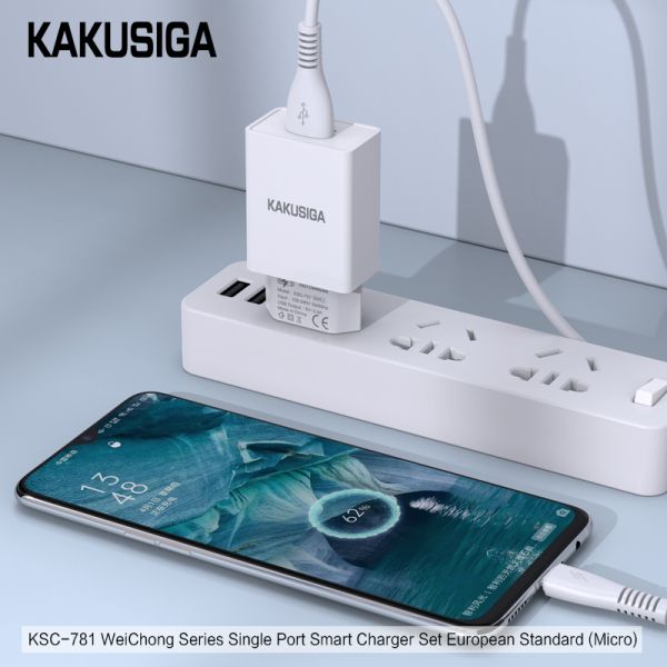 Incarcator KAKUSIGA KSC-781, Set cu Cablu Micro Usb,  2.4A, (Negru/Alb)