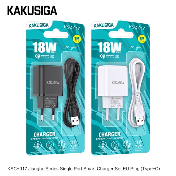 Incarcator Qualcomm 3.0, KAKUSIGA KSC-917, Set cu Cablu Usb/Type-C, 18W