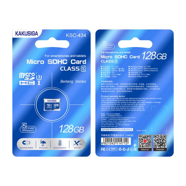 Card Memorie Kakusiga KSC-434, MicroSD 128GB, Clasa 10 / Blue Blister