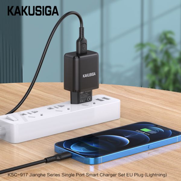 Incarcator KAKUSIGA KSC-917, Set cu Cablu Usb/Lightning, 18W