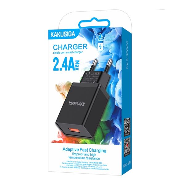 Incarcator de retea, KAKUSIGA, KSC-930, USB-2.4A, Negru