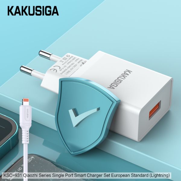 Set Incarcator cu cablu, Usb - Lightning, Kakusiga, KSC-931, 2.4A, Alb