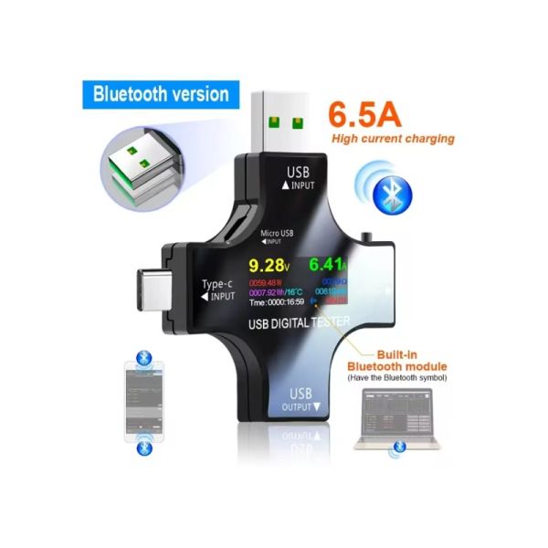 Tester USB Tip-C PD Voltmeter Digital, cu Bluetooth