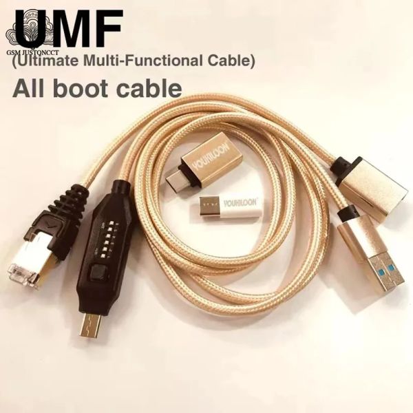 Cablu UMF Pro Gold – Multi-Functional Boot Cable | All-in-One | RJ45 | Micro USB | Type-C