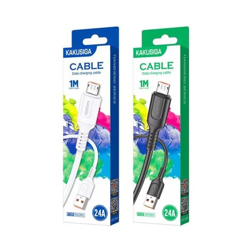 Cablu date, Kakusiga KSC-805,  2.4A Micro USB, 1 M, Alb, Negru