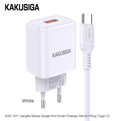 Incarcator Qualcomm 3.0, KAKUSIGA KSC-917, Set cu Cablu Usb/Type-C, 18W