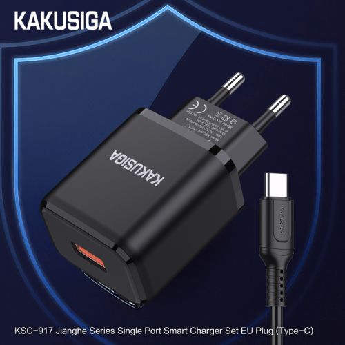 Incarcator Qualcomm 3.0, KAKUSIGA KSC-917, Set cu Cablu Usb/Type-C, 18W