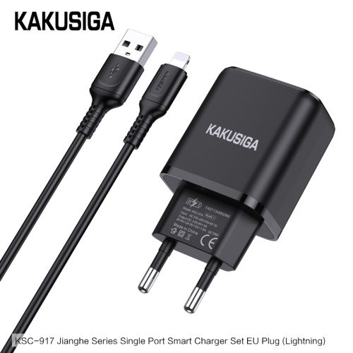 Incarcator KAKUSIGA KSC-917, Set cu Cablu Usb/Lightning, 18W