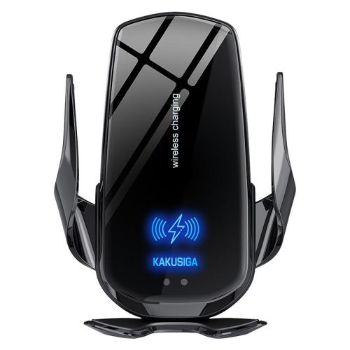 Suport Auto Wireless, Kakusiga KSC-795, 15W, cu cleme laterale, montaj Ventilatie, cablu USB-C, 1m, AutoSensor Lock, Negru