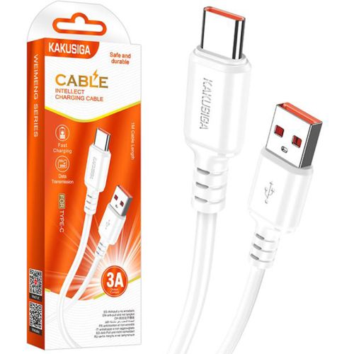 Cablu Date si Incarcare, Kaku (KSC-982), USB-A la USB-C, 3A, 1m, WHITE