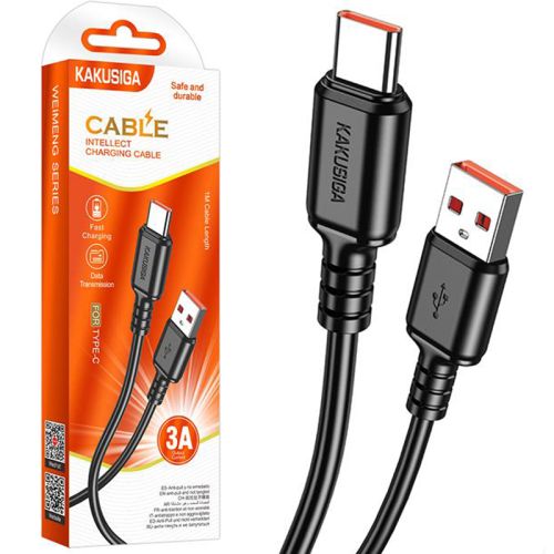 Cablu Date si Incarcare, Kaku (KSC-982), USB-A la USB-C, 3A, 1m, Black